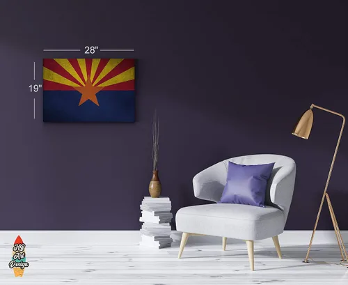 Vista 3 de Lienzo impreso con la bandera del estado de Arizona vintage, arte de pared con la bandera del estado de Arizona, arte de pared con la bandera