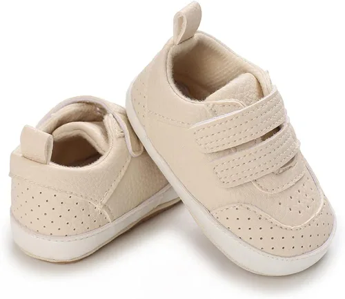Vista 6 de Clowora Zapatos para bebés y niñas con suela de goma antideslizante, zapatos de cuna para recién nacidos, mocasines planos.