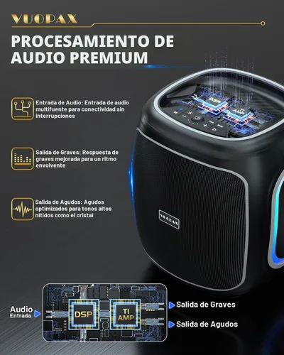 Vista 4 de Altavoz Bluetooth portátil inalámbrico, 200 W pico fuerte súper Gris