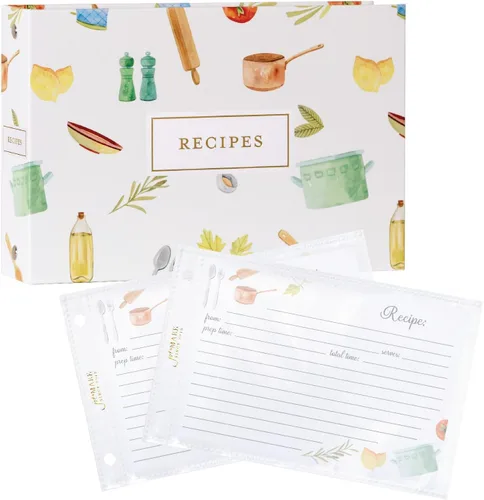 Vista 7 de Jot & Mark Carpeta de recetas para tarjetas 4x6 — Receta de vajilla culinaria de 3 anillos 6 Customizable Tab Dividers for 8.5x11 3-Ring Recipe