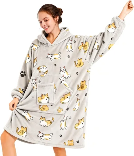 Vista 16 de REDESS Blanket Hoodie Sweatshirt, Wearable Blanket Oversized Sherpa Hoodie Beige