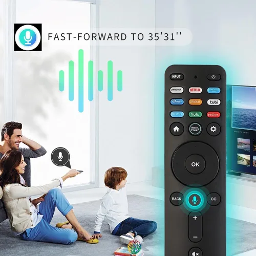 Vista 2 de RIVIERA Vizio - Control remoto por voz para todos los televisores inteligentes VIZIO compatibles con D, E, M, P, V, serie PX con micrófono, sin