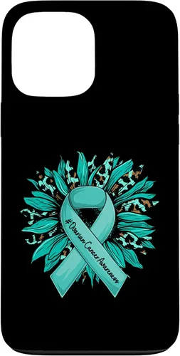Vista 24 de Leopard Sunflower Teal Ribbon Ovarian Cancer Awareness Case for iPhone 16