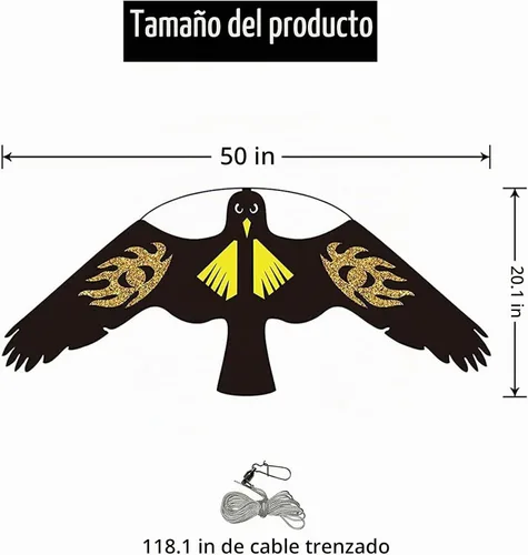 Vista 3 de Cometa de Halcón para Aves, Cometa Voladora para Protección de Cultivos Espantapájaros, Cometas Voladoras Sin Mástil - Estilo E Estilo E sin poste