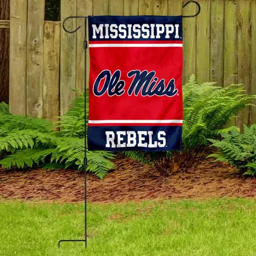 Vista 2 de College Flags & Banners Co. Ole Miss University of Mississippi - Juego de bandera y soporte para bandera para jardín