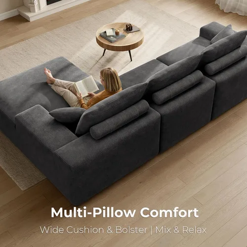 Vista 6 de LIKIMIO AuraCord - Sofá tumbono modular en forma de L, sofá modular sin hueso de 120 pulgadas para sala de estar, asiento profundo de gran