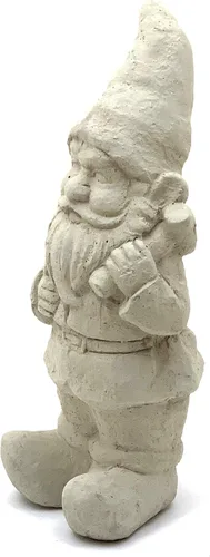 Vista 12 de Gnomo de jardín con maza: estatua de piedra sólida y duradera con textura vintage. Sellado para exteriores. Hecho a mano en Estados Unidos. Antiguo