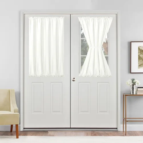 Vista 79 de Cortinas para puerta francesa, color aguamarina, 24 pulgadas de ancho x 40 pulgadas de largo, 1 panel Bolsillo para barra, semitransparente