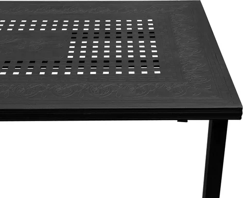 Vista 7 de Oakland Living Mesa de comedor grande rectangular de aluminio negro de 95 pulgadas para exteriores moderna