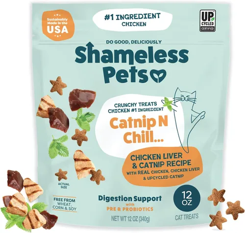 Vista 8 de Shameless Pets Golosinas para gatos con Catnip y pollo para la salud digestiva, crujientes