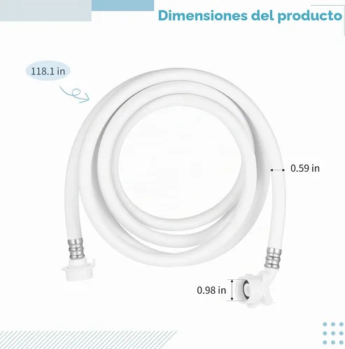 Vista 3 de Manguera de drenaje portátil para lavadora, tubo de agua de descarga universal con accesorios de conexión rápida, kit de extensión de drenaje