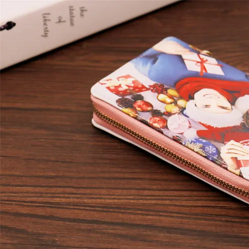 Vista 8 de Billetera de cuero de grano superior con foto personalizada para mujer, Rosa Doble Lado, Classic