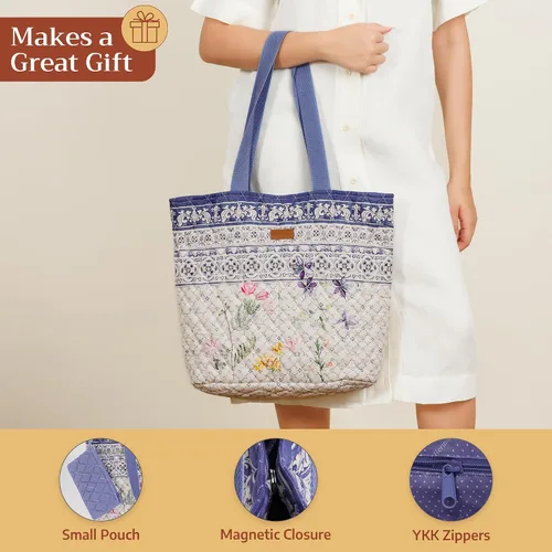 Vista 5 de Bolsas de compras Maison d' Hermine Bolsa de lona acolchada con bolsillos con cremallera Bolso pequeño reutilizable Bolsa de comestibles