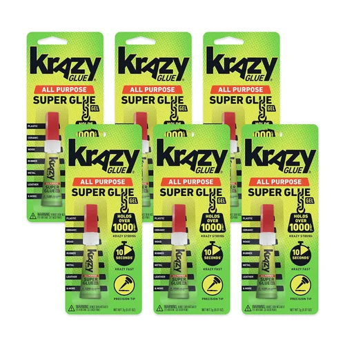 Vista 8 de Krazy Glue Gel de Superpegamento Multiusos con Punta de Precisión, Tubo de 2g, Fórmula de Gel de Secado Rápido Sin Goteo para Reparaciones