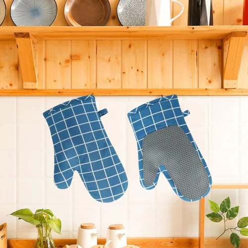 Vista 7 de Guantes de horno y agarraderas para barbacoa, guantes de horno y soportes para ollas con relleno reciclado, guantes de cocina antideslizantes