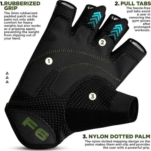 Vista 2 de RDX Guantes de levantamiento de pesas para gimnasio, entrenamiento de fitness, palma acolchada antideslizante, equipo de entrenamiento de fuerza