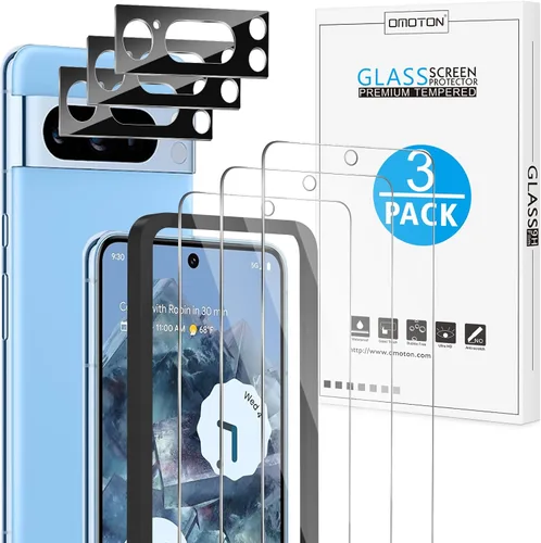 Vista 9 de OMOTON Paquete de 4 protectores de pantalla para Google Pixel 4 (5.7 pulgadas), vidrio templado, resistente a los arañazos, solo cubierta de área