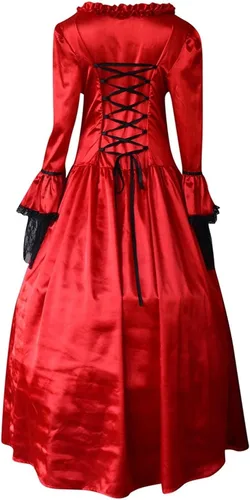 Vista 8 de Vestido de baile rococó para mujer, disfraz renacentista, vestido largo gótico victoriano, vestido gótico del siglo XVIII, vestidos temáticos