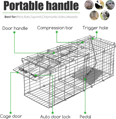 Vista 3 de Trampa para ratas humana plegable para interiores y exteriores, trampa para ratones, trampa para ardillas, roedores pequeños, ratones, ratones