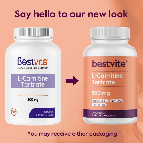 Vista 6 de BESTVITE Tartrato de L-carnitina 500 mg por cápsula (120 cápsulas) - Sin estearatos - Sin OMG - Sin gluten - Apoya la salud del corazón