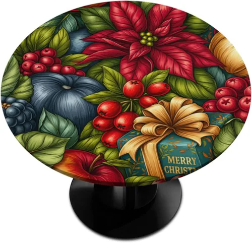 Vista 86 de Mantel redondo ajustado con diseño de calabaza de otoño, hojas de otoño, color amarillo, pequeño con borde elástico, manteles circulares lavables