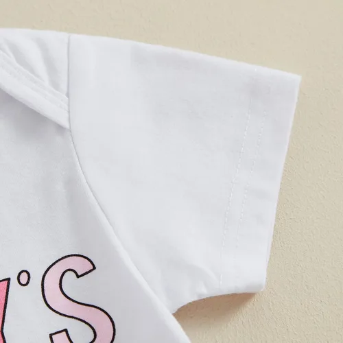 Vista 104 de Sejardin Ropa de verano para bebé y niña, recién nacida, manga corta, con letras, mameluco elástico con diadema