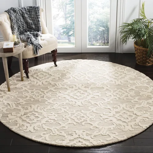 Vista 22 de SAFAVIEH Blossom Collection BLM104A - Alfombra decorativa de lana de alta calidad, hecha a mano, 2 x 3 pies, color gris/marfil