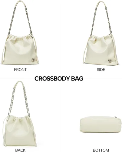 Vista 5 de LA FESTIN - Bolso de mano de piel para mujer, elegante bolso con correa de cadena, de lujo, suave, a la moda para el trabajo