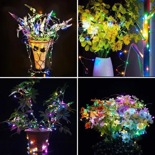 Vista 5 de RUICHEN Cadena de luces USB de alambre de cobre de 33 pies con 100 luces LED con interruptor de encendido/apagado, multicolor