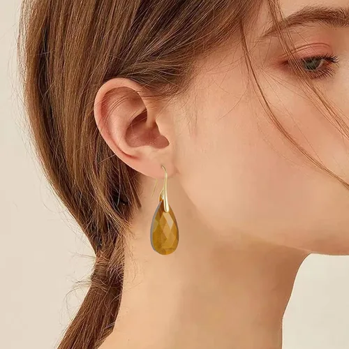 Vista 2 de Plumiss Aretes de piedra natural para mujer, con piedras curativas, hipoalergénicas, ligeros, colgantes de múltiples estilos, joyería para regalo