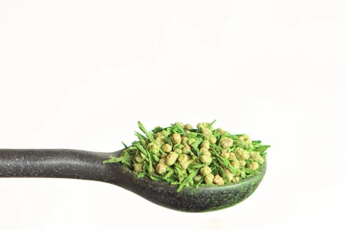 Vista 5 de Breakaway Matcha: Té verde Genmaicha con arroz integral tostado y matcha - Kokoro verde - Bajo en cafeína - 3.53 oz (20 porciones) - Hecho en Japón