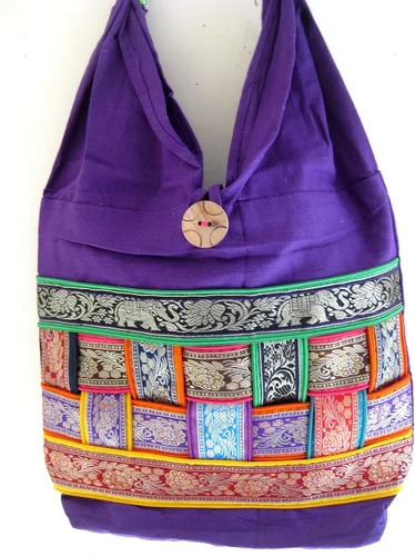 Vista 4 de Hippy Boho hombro Sling Crossbody bolsa Bolso de algodón, Om Symbol Bolsa de hombroOma