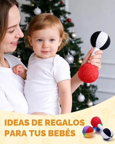 Vista 9 de Jollybaby Juguete de sonajero con mancuernas de felpa suave para bebé, recién nacido de 0 a 3 a 6 meses, sonajeros sensoriales de alto contraste