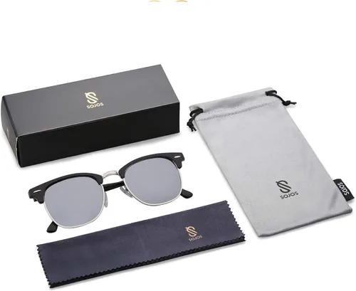Vista 6 de SOJOS Retro Semi Rimless Polarized Sunglasses Horn Rimmed UV400 Glasses SJ5018