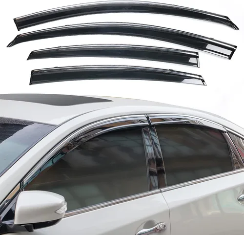 Vista 2 de IKON MOTORSPORTS - Visera de ventana compatible con Nissan Altima 2013-2018, policarbonato teñido ahumado y semitransparente con ribete cromado