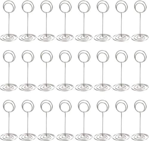 Vista 9 de TecUnite 24 soportes para números de mesa de 3.35 pulgadas, soporte para fotos, fotos, nombre, menú, clips para tarjetas de notas, soporte