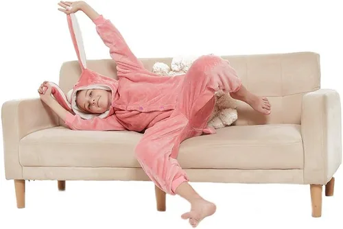 Vista 6 de ABENCA Pijama de conejo de Pascua para niñas, de dibujos animados, de una pieza, de animales, Halloween, Navidad, cosplay Conejito A-rosa