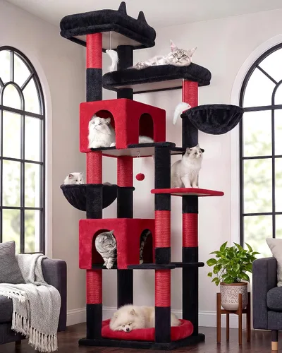 Vista 8 de Globlazer Árbol para gatos resistente, árbol para gatos extra grande de 81 pulgadas para gatos de interior y adultos, torre resistente para gatos