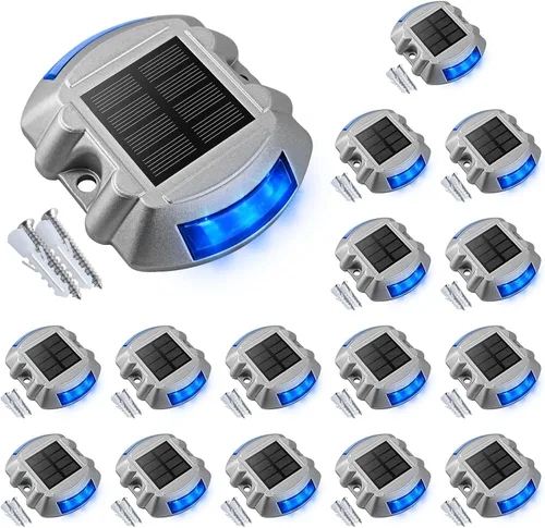 Vista 17 de VOLISUN Luces Solares de Cubierta de Navidad Luces de Muelle de Entrada, Paquete de 4 LED IP67 Impermeables Luz de Advertencia de Escalón para Rojo