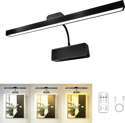 Vista 11 de MIOBLUE Luces LED para fotos con control remoto, luz de metal de 16 pulgadas, lámpara de visualización recargable, luz de diana regulable