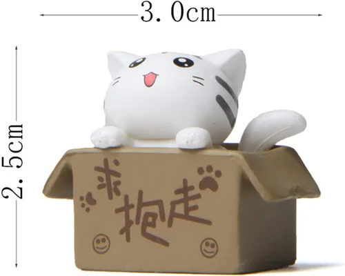 Vista 6 de Walbest Lindas figuras de gato para decoración de escritorio, gato en miniatura en caja de cartón, figuras de gato, caja coleccionable, figura