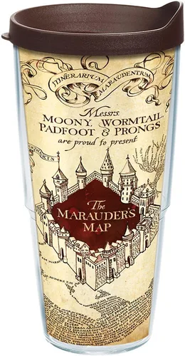 Vista 20 de Vaso térmico Tervis. Vaso de «El Mapa del Merodeador» de Harry Potter, vaso térmico con tapa marrón, 16 onza, Transparente