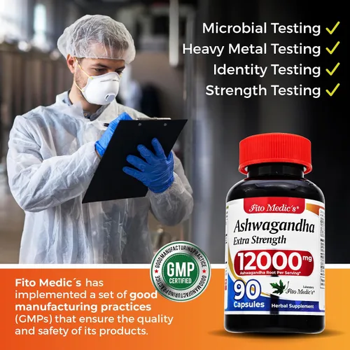 Vista 6 de FITO MEDIC'S Laboratorio Ashwagandha Suplementos de ashwagandha Cápsulas de ashwagandha 90 cápsulas