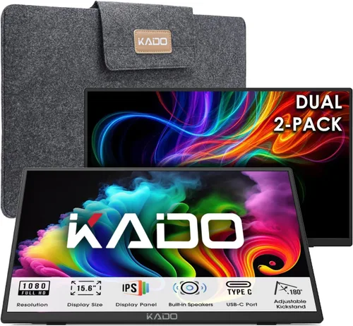 Vista 12 de Kado Paquete de 2 monitores portátiles FHD de 15.6" para computadora