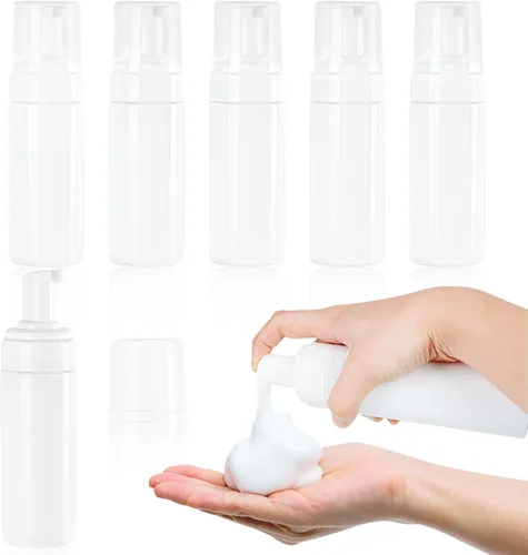 Vista 12 de Botella de espuma vacía transparente de 5.1 onzas líquidas, botella de espuma de viaje para jabón, champú, botella dispensadora de espuma