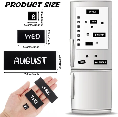 Vista 2 de Calendario magnético para refrigerador con 50 días de la semana y meses, indicadores magnéticos para oficina y pizarra blanca