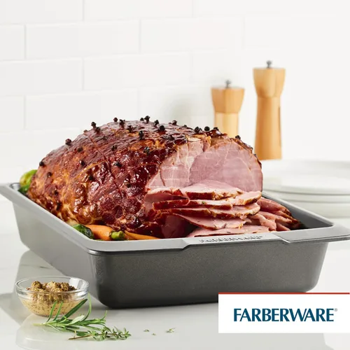 Vista 8 de Farberware Bakeware - Sartén antiadherente para asar con estante en U, 14.75 pulgadas x 10.75 pulgadas, color gris