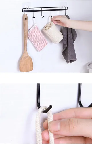 Vista 8 de Paquete de 2 ganchos de pared para colgar abrigos, sombreros, estante negro con 6 ganchos para tazas de café y tazas, soporte para llaves, soporte