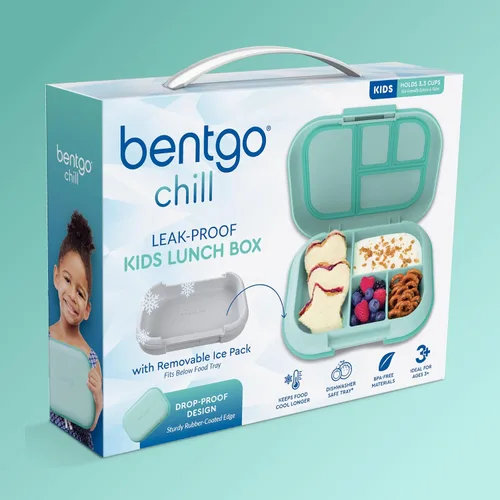 Vista 9 de Bentgo Chill Kids - Lonchera Bento de 4 compartimentos a prueba de fugas Aguamarina