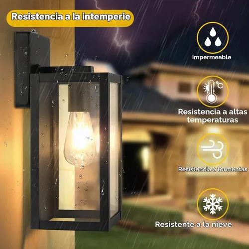 Vista 3 de BesLowe Paquete de 2 luces de pared para exteriores del anochecer al Negro